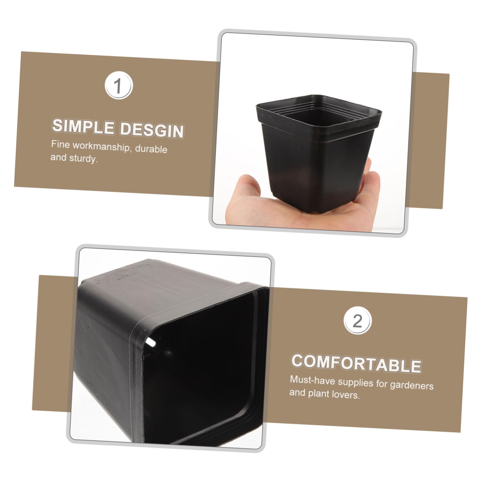 BESPORTBLE 120pièces Pots pour Semis Plastique Carrés Pots de Pépinière pour Plantes et Fleurs avec Drainage pour Jardinage