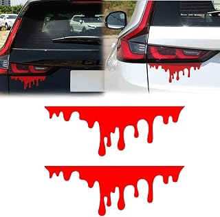 2PCS Halloween Red Blood Dripping Car Sticker,Flowing Blood Bloody Decal,Dripping Red Blood Paint Decal Sticker,Waterproof Vinyl Decal,Bleeding Decals for Car Motor Tail Light Window Bumper Decora