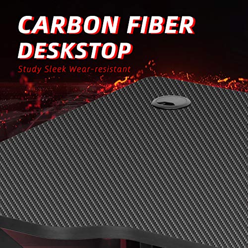 Gaming Desk, SIMBR 48” K-Frame Design Computer Desk, Large Workstation Gaming Table for Gaming Laptop, Office PC Gamer Desk with Controller Stand Cup Holder Headphone Hook, Easy to Assemble