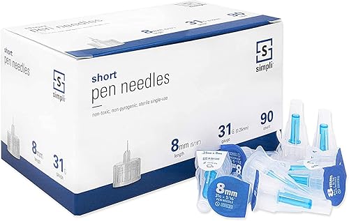 SIMPLI Agujas de pluma de insulina para inyecciones de insulina en el hogar, compatibles con la mayoría de bolígrafos de diabetes y dispositivos de