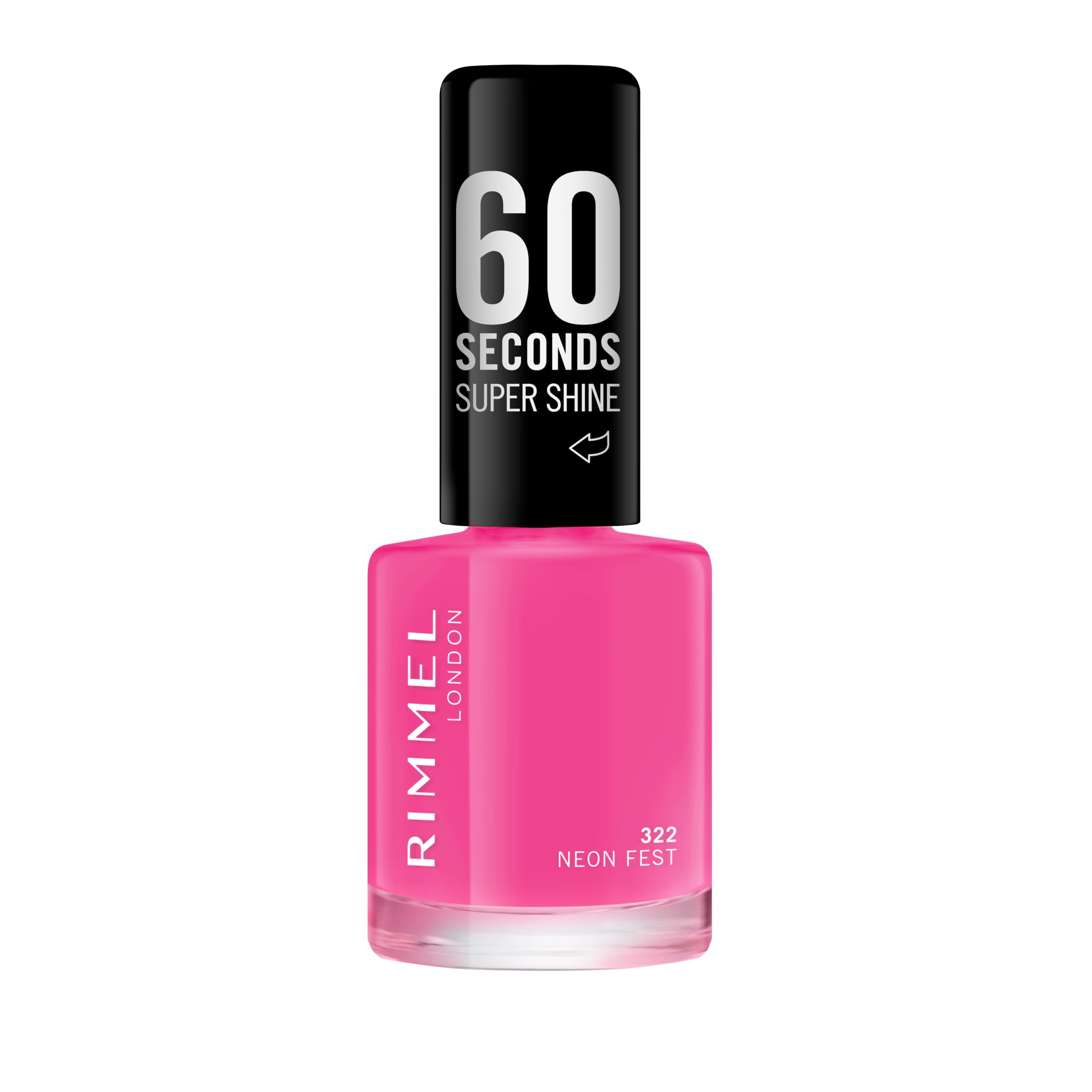 Rimmel London Colour Your Way 60 Second Super Shine Nail Polish - Quick Drying - Resists Chips & Fading, Lasts Up To 10 Days - Precise Application In One Stroke - 322 Neon Fest, 8 ml