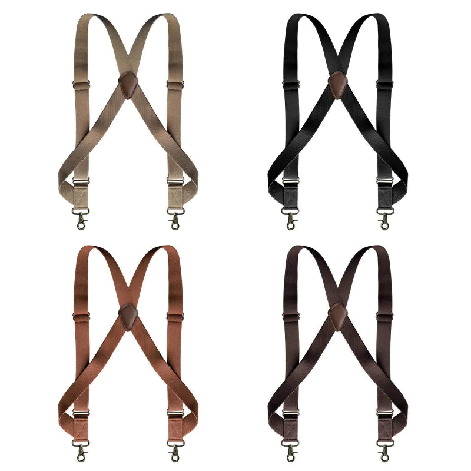 Bretelles Suspender Heavy Duty Trucker Bretelles pour Hommes Travail X-Back avec 2 Clips Latéraux Crochets Réglable Élastique Grand Pantalon Bretelles