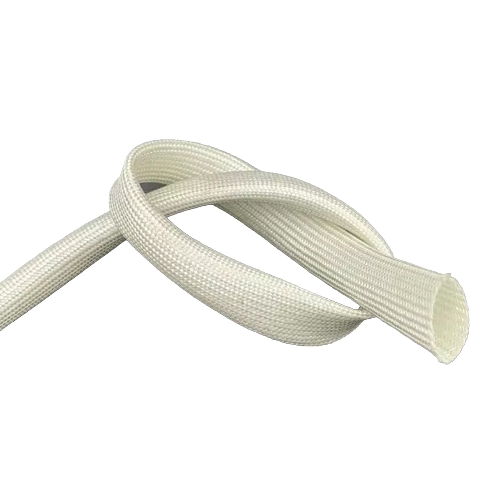 LOMNCHSG Wire Insulation Braid Fire Sleeve, 5M Braided Fiberglass Sleeve White 600 Deg Heat Shield Insulation Sleeving 14-30mm(Diameter 14mm)
