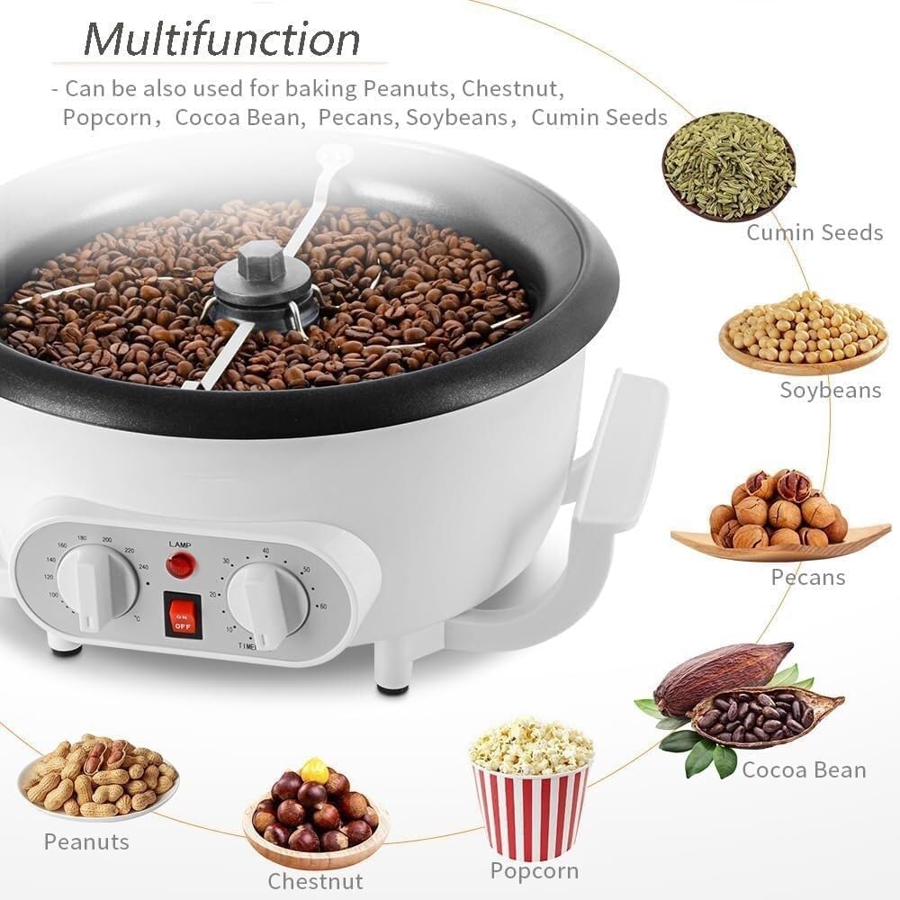 Torréfacteur électrique à Grains de café, poêle antiadhésive multifonctionnelle de 1200 W, torréfacteur de 750 g pour Un Usage Domestique, thermomètre + minuterie + réglage de la température,