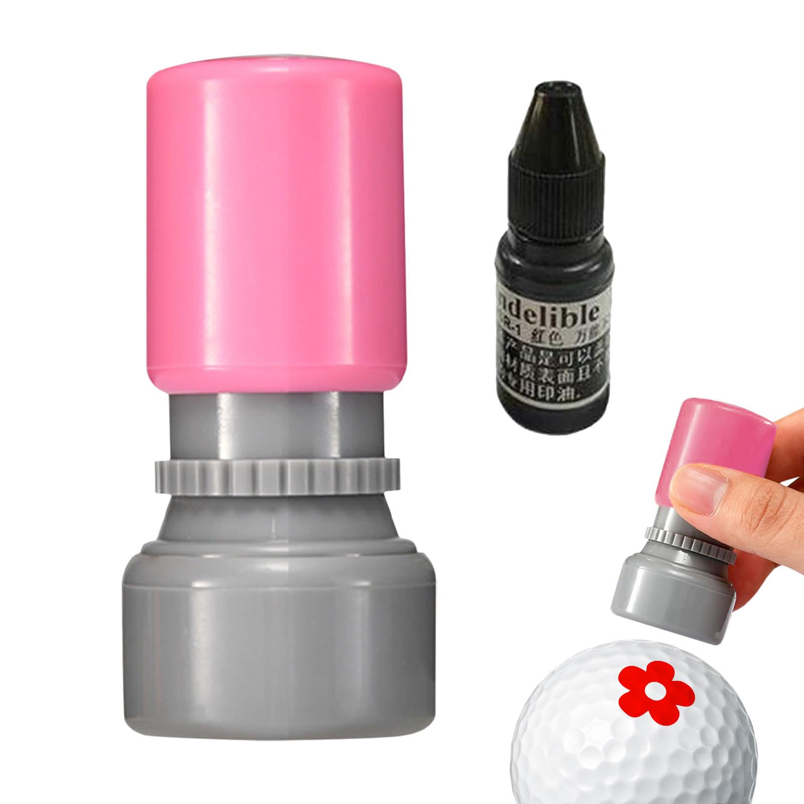 Pomurom Golf Ball Stamper with Red Ink, Golf Ball Marker, In-sect/Flower/Bull/Dog/Eyes Sports Golf Ball Stamp Marker, Personalize your Golf Balls, for Golf Lover