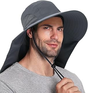 GUSTAVE Unisex Universal Sun Hat - Wide Brimmed Uv Protection Hat with Neck Flap &amp; Adjustable Windproof Chin Strap, Breath...