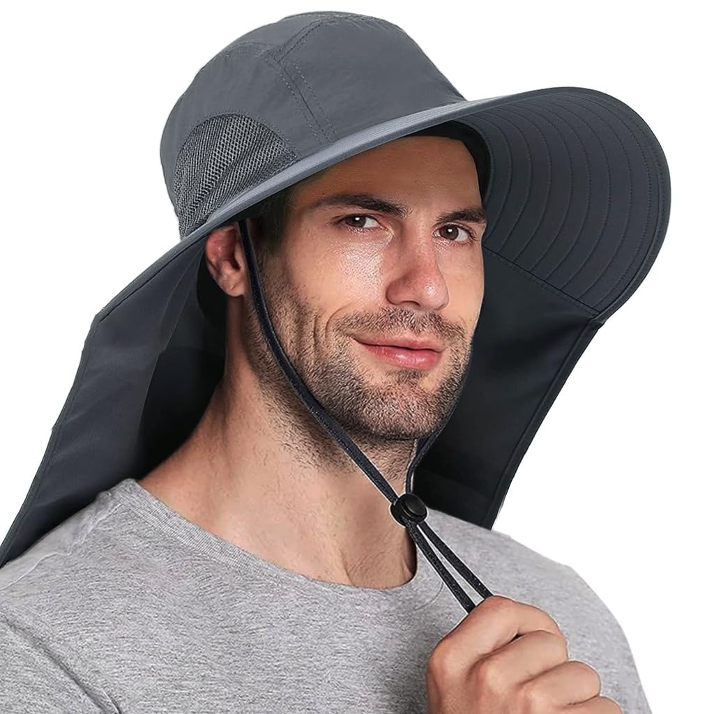 GUSTAVE® Fashion Summer Outdoor Sun for Summer Protection Fishing Cap Neck Face Flap Hat Wide Brim Unisex Removable Quick-... - Review, Price and Buying Guide