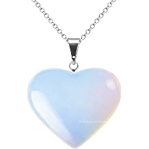 Opalite Necklace - Healing Crystal Necklace with Opalite Heart by Taylor - Elegant Jewelry for Energy Balance and Spiritual Healing - Gift for Women on Mothers Day, Christmas, Valentine