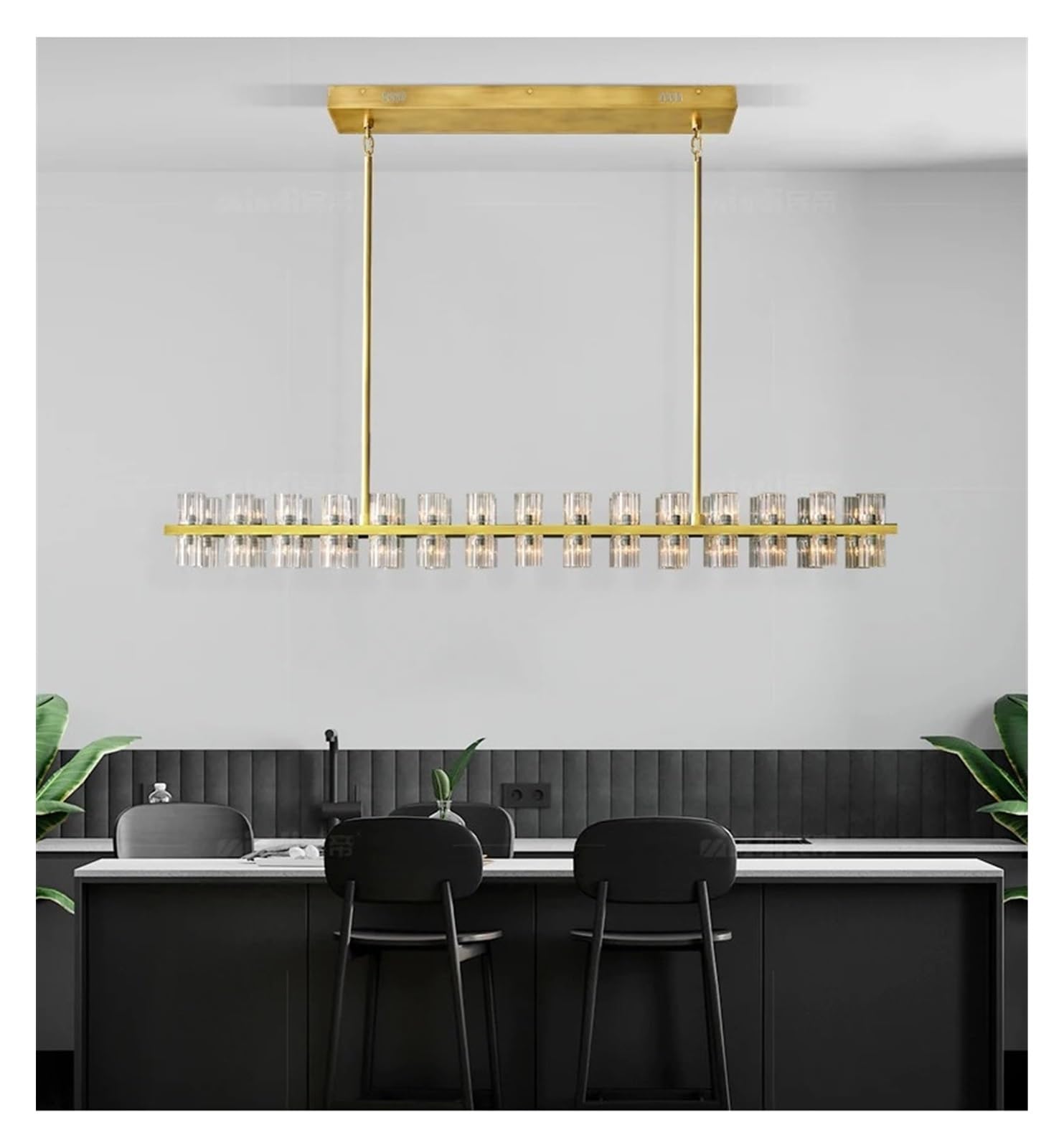 Lámparas de araña, Luces postmodernas for Restaurante, Luces Colgantes de Barra Cristal Personalizadas y Creativas, Estilo Ligero Lujo, Decorativas largas(L137CM-60 Heads-A,Warm)