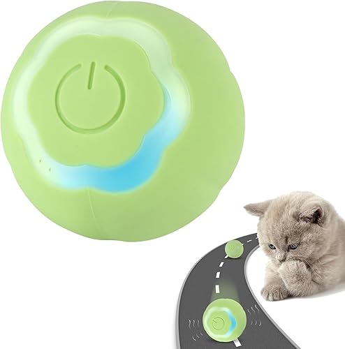 Juguete interactivo inteligente 2.0 para gatos, bola rodante automática con luces coloridas y diseño floral, recargable por USB, activa los