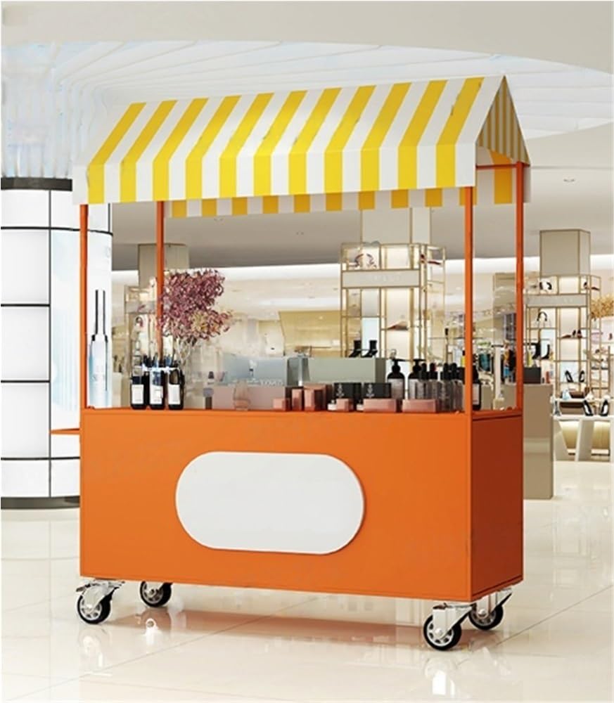 Faltbarer Streetfood-Wagen mit Überdachung – Tragbarer Verkaufsstand für Märkte und Veranstaltungen, Gewerblicher Verkaufswagen, 100 cm (39,3 Zoll) Imbissstand, Ideal für Foodtrucks und Fest