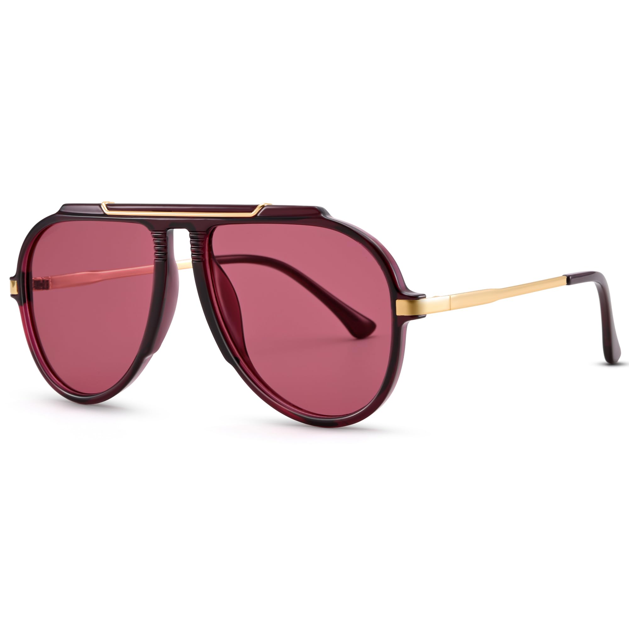 RAY SOL Trendy Oversized Aviator Sunglasses for Women Men 70s Retro Gold Metal Tangle Free Aviators Sun Glasses