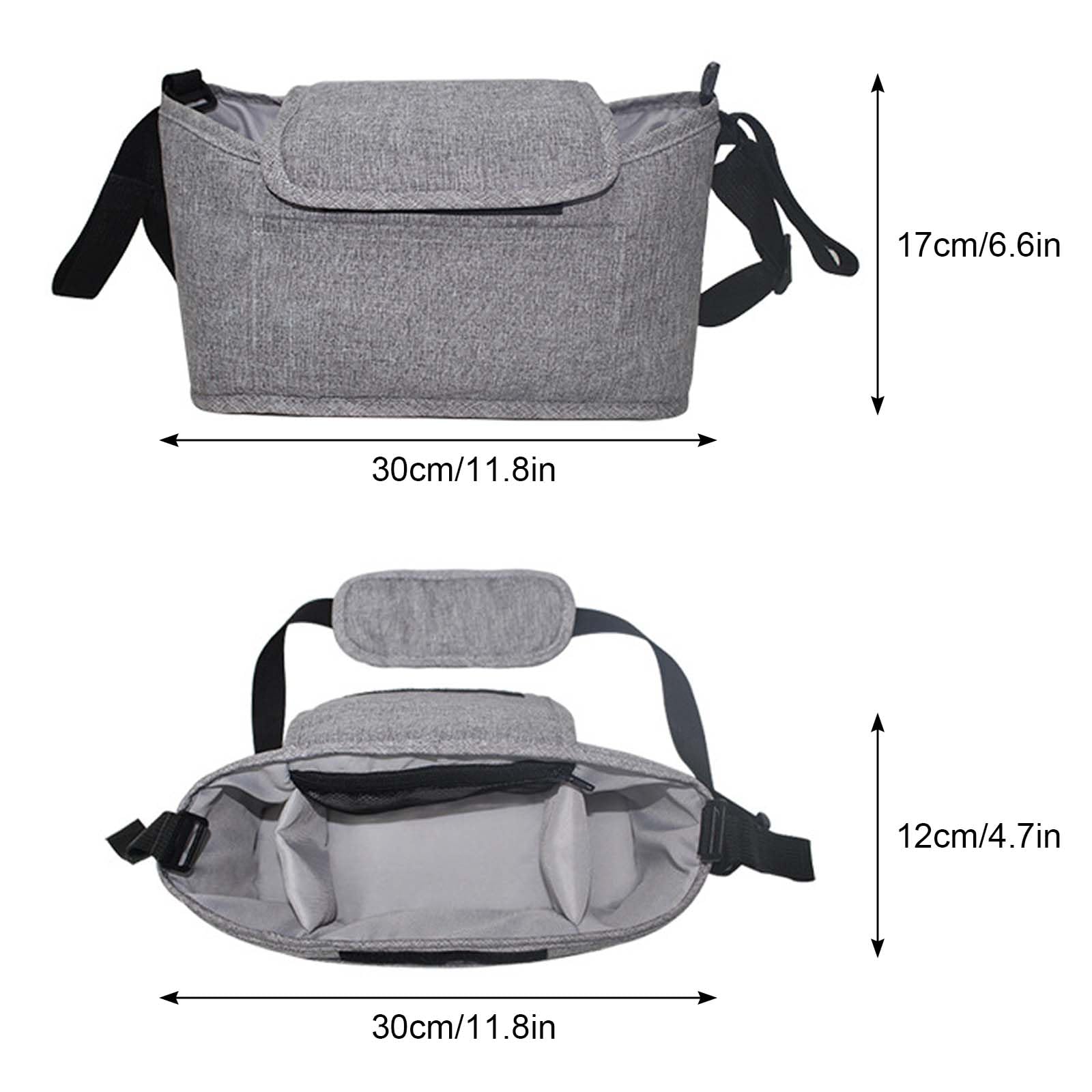 Borsa Organizer Universale Per Passeggino Neonato, Pram Bag Organizer Carrozzina Buggy Storage Bag, Multifunzione Borsa Cambio Neonato con Tracolla, Borsa per Neonati Biberon Pannolini (Nero)