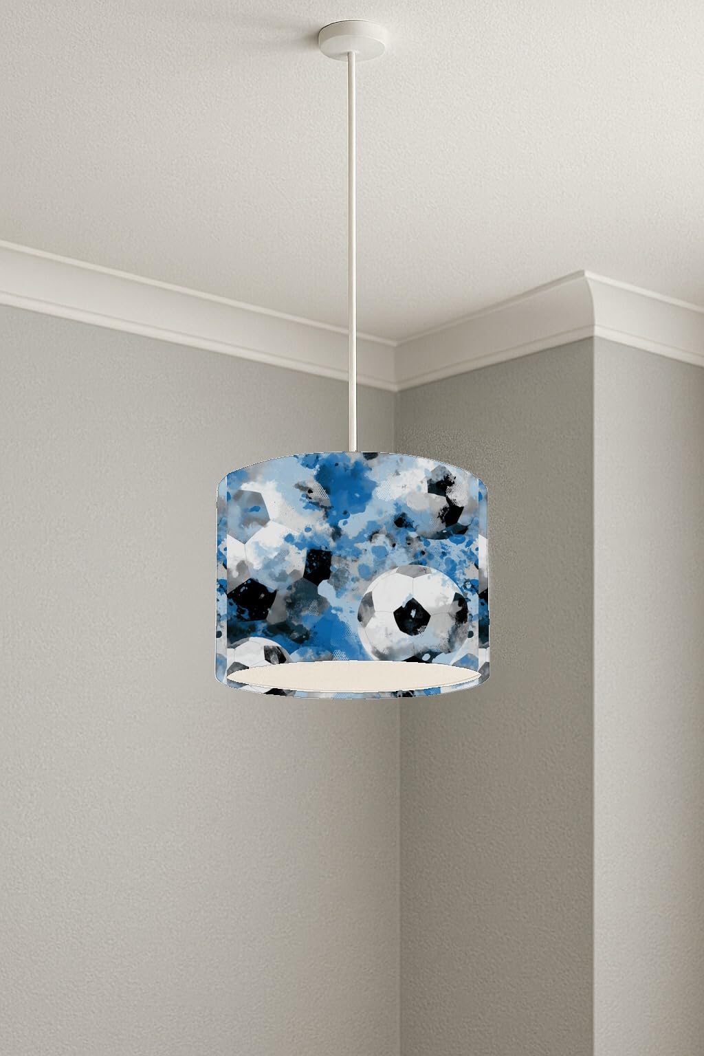Football Pattern Blue lightshade – 20 x 18.5cm Ceiling Drum Shade | 6D97D2