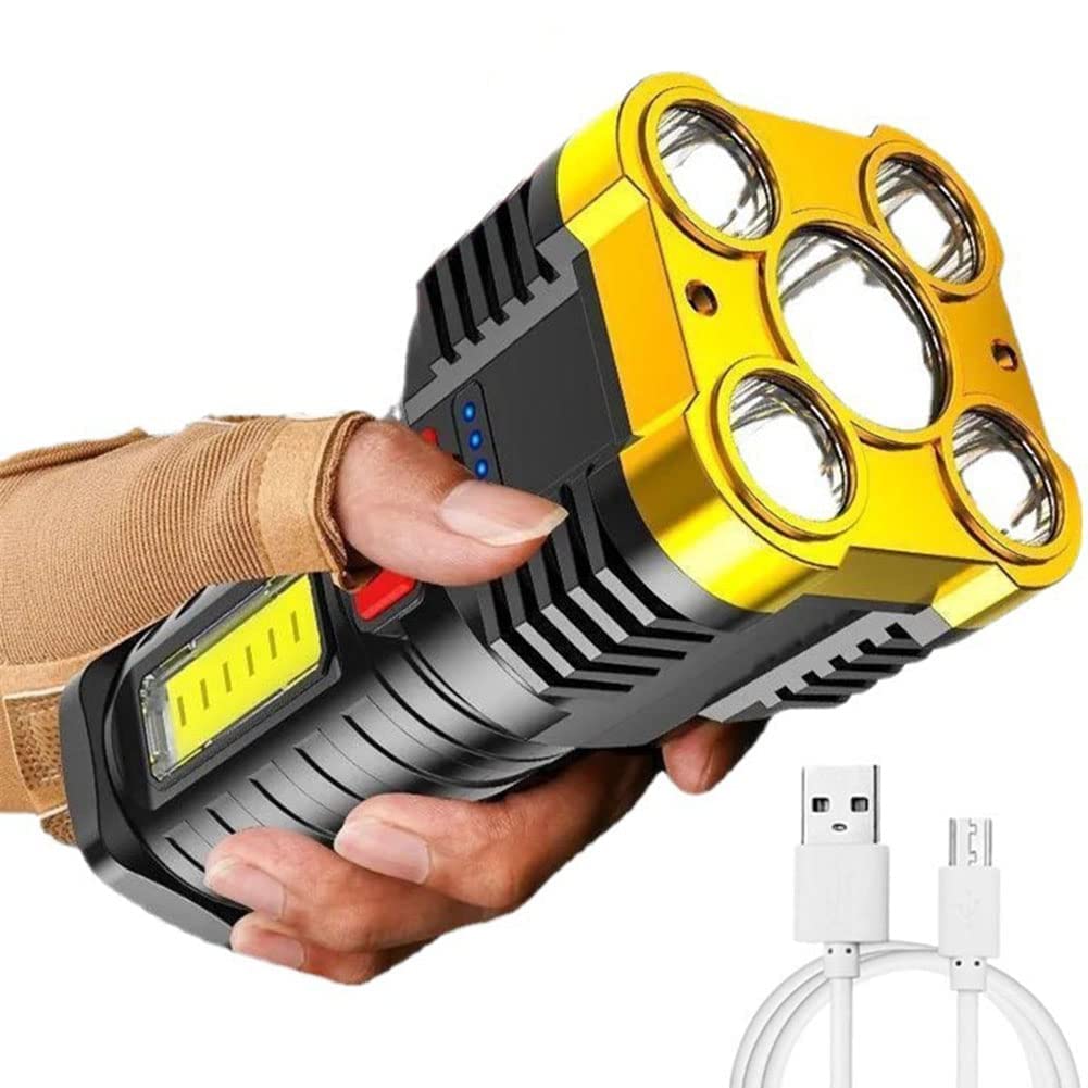 Excefore Torches Led Super Bright, Five-Nuclear Explosion LED Flashlight Strong Light Rechargeable, Led Spotlight Flashlight Portable Powerful Searchlight with 4 Lighting Modes