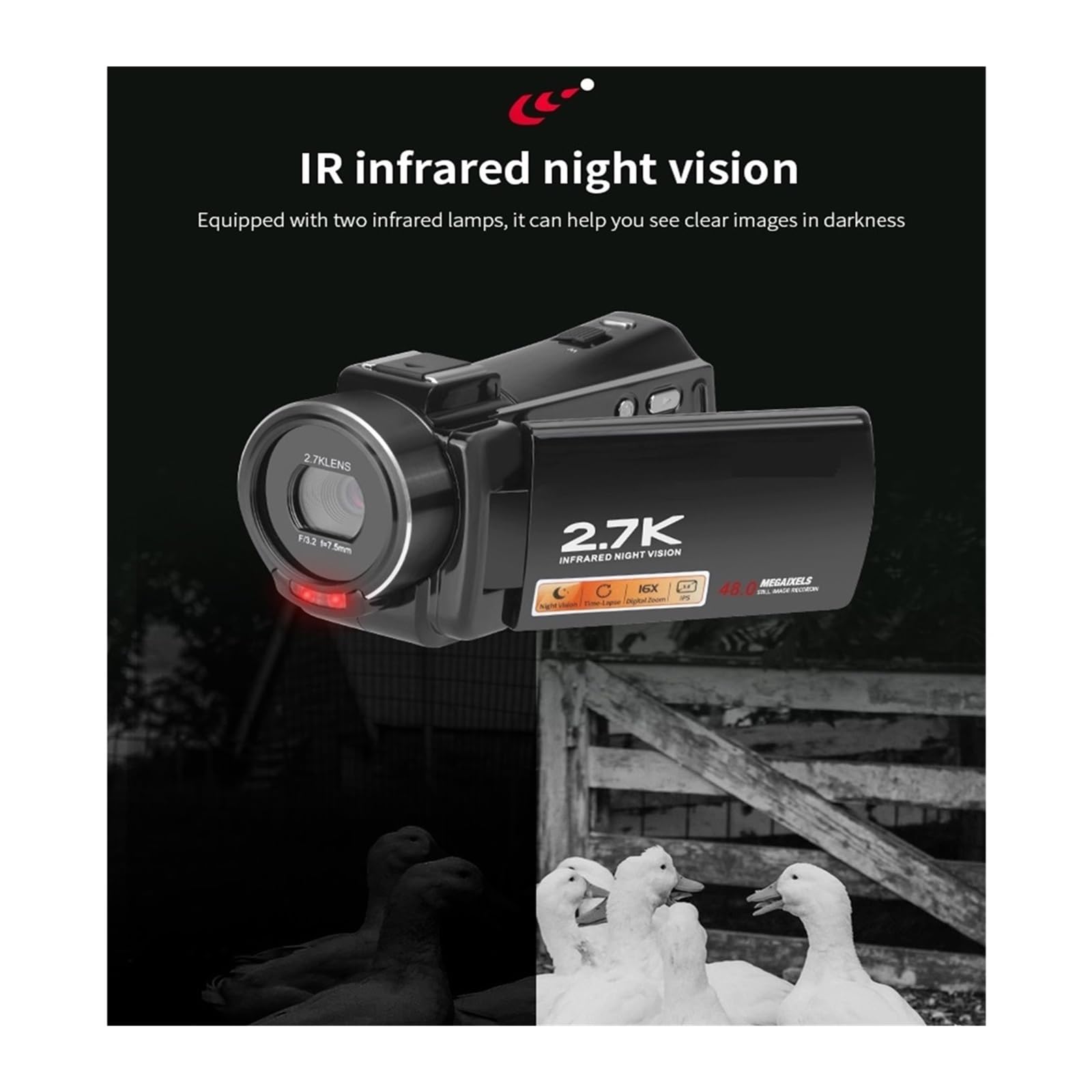 Videocámara de visión Nocturna infrarroja 1080P Videos Cámaras grabación Captura Fácilmente Momentos Maravillosos