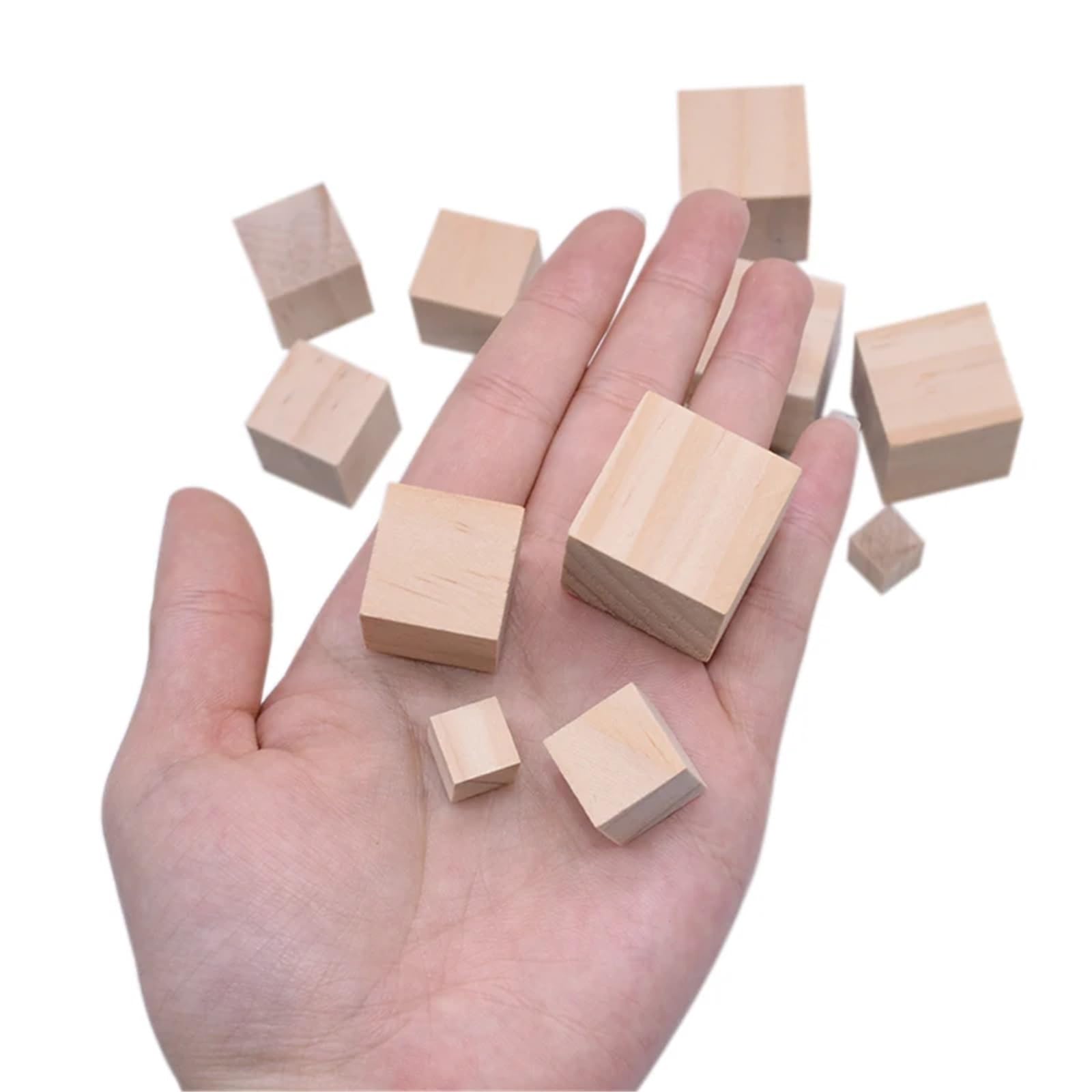 500 piezas de 10 mm sin terminar en blanco Mini bloques cuadrados madera DIY cubos maciza artesanías