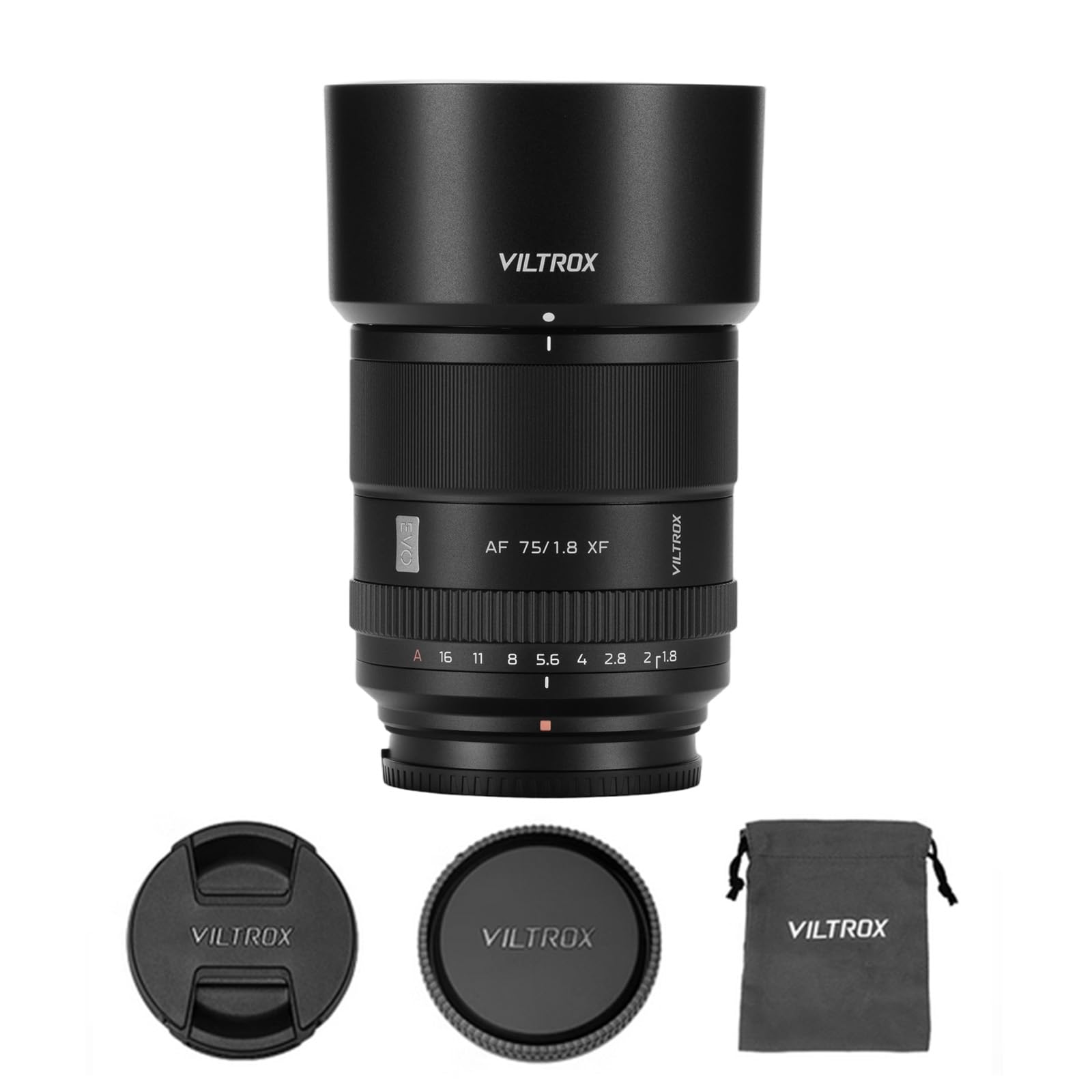 VILTROX AF 75 mm F1.8 EVO APS-C XF, obiettivo leggero con messa a fuoco automatica con grande apertura F1.8, anello di apertura continuo e motore STM, compatibile con Fuji X-Mount, ideale per ritratti