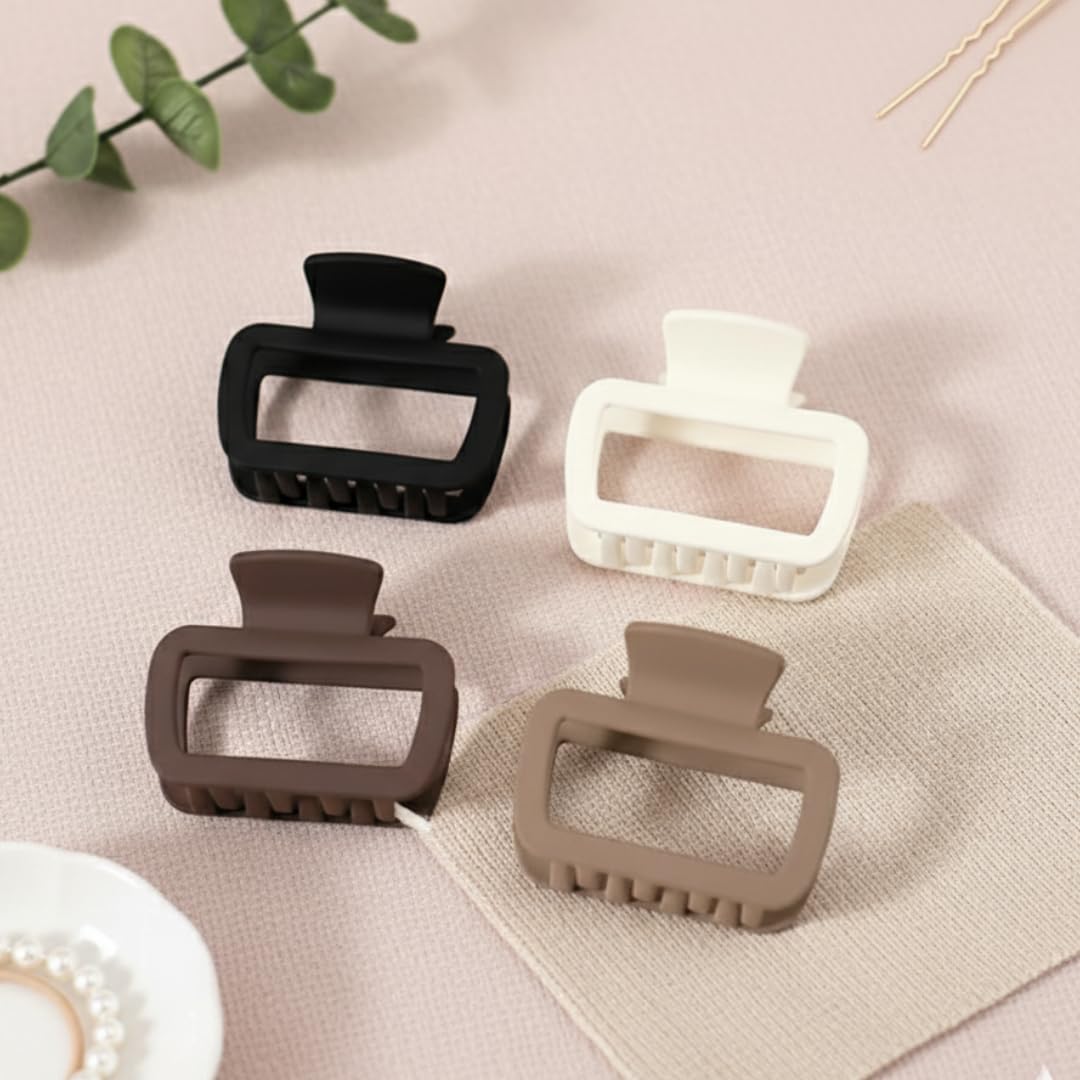 Hair clutcher for women 4pc Elegant Medium Square Hair Clips - Non-Slip, Matte Finish for Women & Girls - Perfect for Casual Attire-image-6