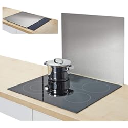 Paneles Protectores Para Paredes Zeller 27276 Pantalla Anti Salpicaduras para Cocina, Acero Inoxidable, Gris, 56x49x3 cm