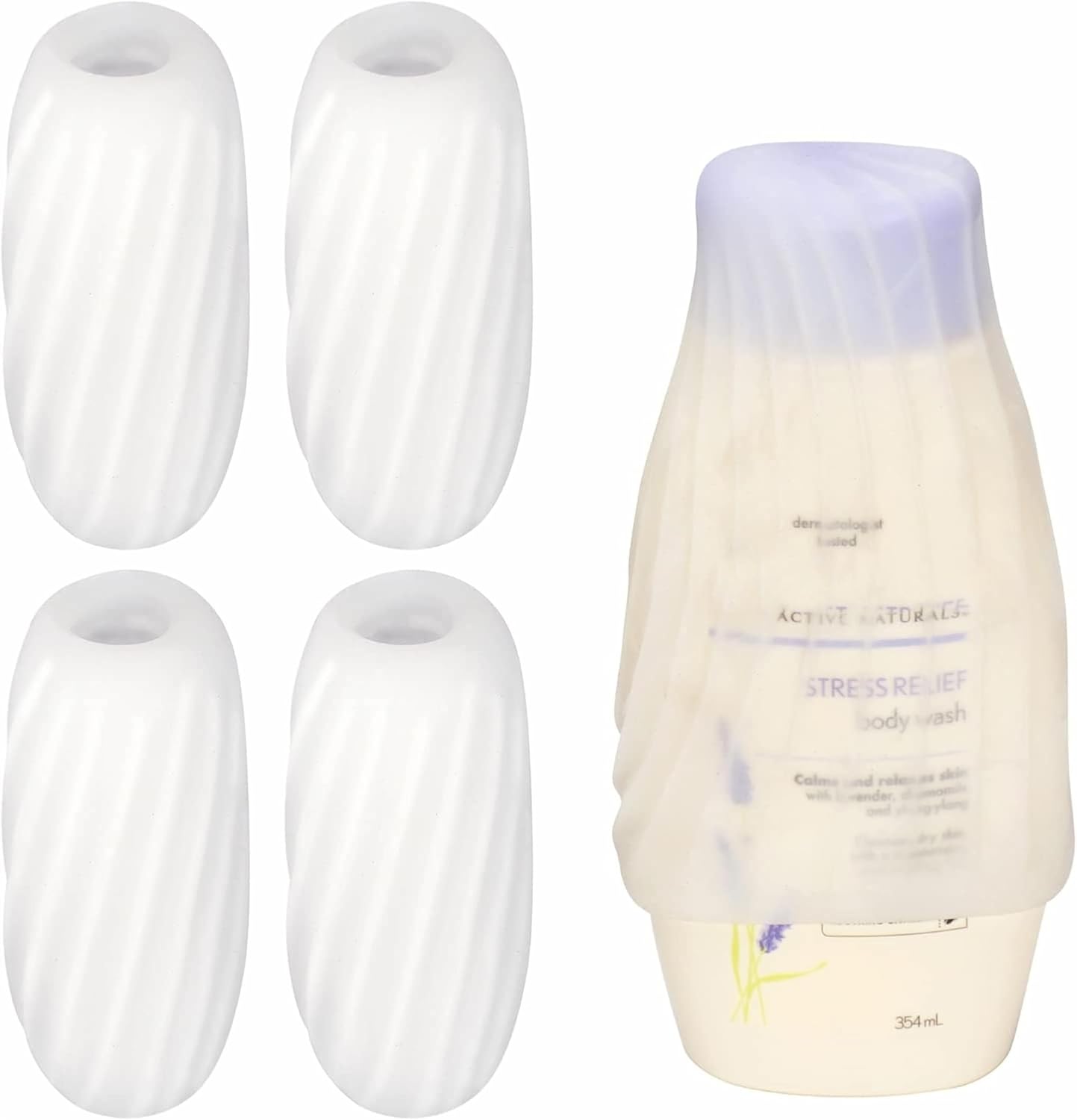 Bukela Elastic Sleeves for Leak Proofing, 4 Pack Silicone Leak Proof Sleeves for Travel Reusable Accessory for Most Travel Container in Luggage White