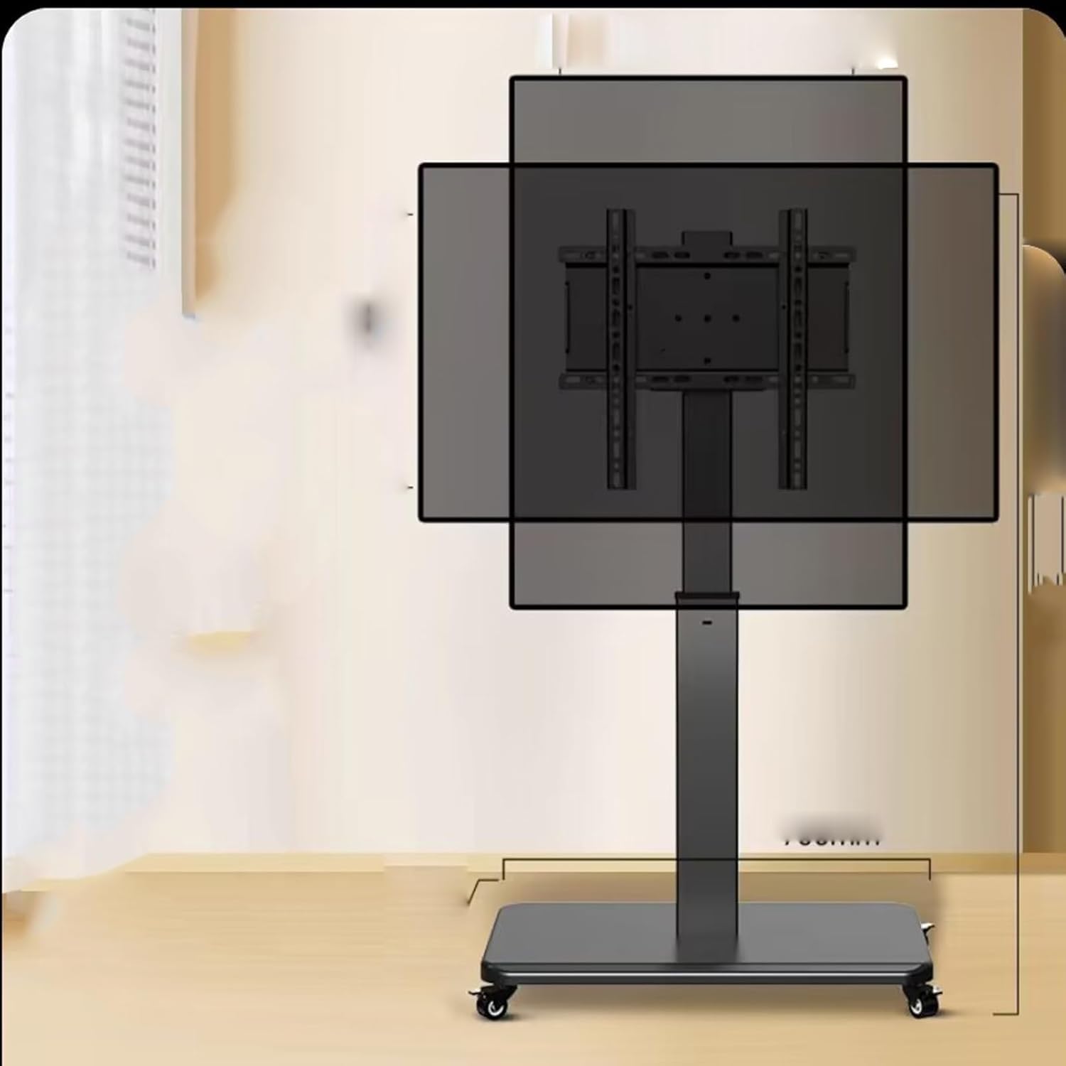 OLSKFUH Mobile Tv Stand Tv Stand On Wheels For 32-75 Inch, Landscape To Portrait Mobile Tv Cart, Holds 40Kg For Living Room, Office, Meeting Room,32-55in tv