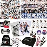 Stray Kids Gifts Set, Including 110 Photocards, 180 Stickers, 1 Drawstring Bag Backpack, 24 Lomo Cards, 3 Design Bracelet, 2 Adhesive Posters, 2 Lanyards, 2 Pins and Keychain SKZ's Fans Merchandise