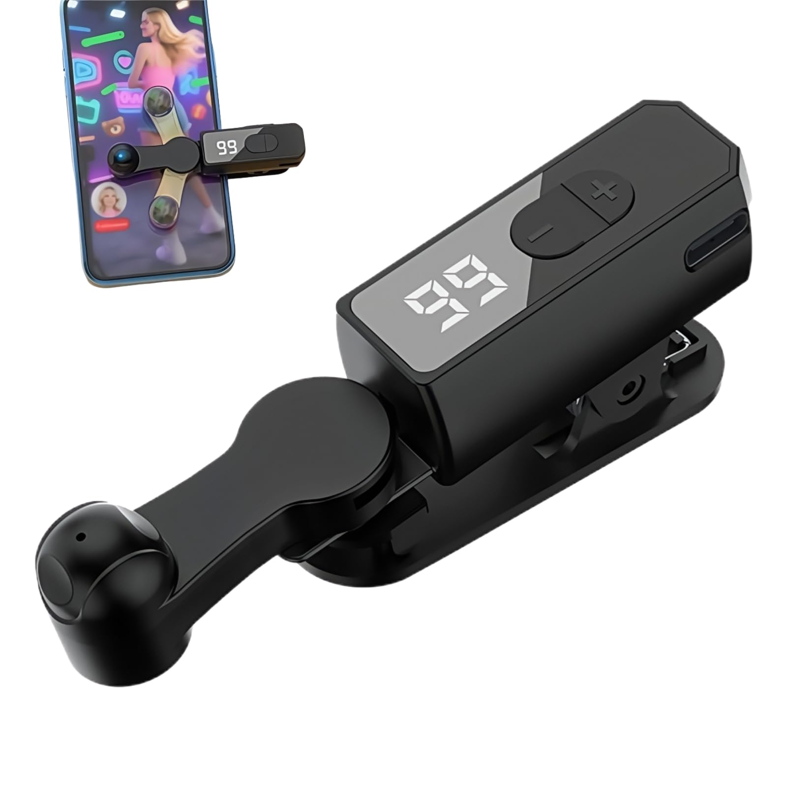 BUPVIOOD 2026新型 オートクリッカー スマートプレゼンター 連打機 オートタップ スマホ連打装置 タップ機 自動タップ 高速 180度回転 コンパクト 107段階調整可能 無音 静音設計 クリップ式 Tiktok/いいね/推し活/ライブ/生配信/ハート/ゲーム周回 各種タッチパネル機器対応 iOS/Android 日本語取扱説明書付き (ブラック)