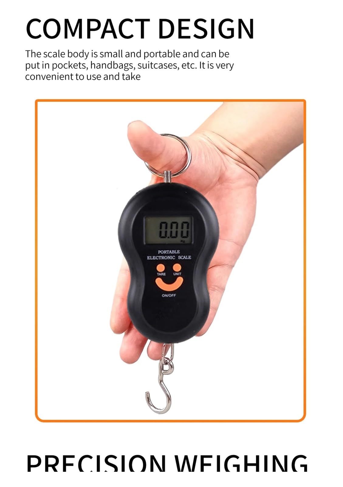 1 szt. 50 kg / 10 g LCD cyfrowa waga przenośna wisząca podświetlana wędkarska kieszonkowa elektroniczna bagażowa mini do budownictwa(Black)