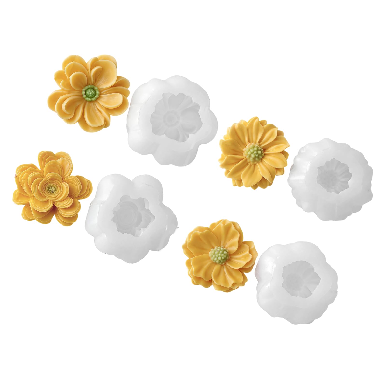 Tsophreniq 4PCS Floral Silicone Molds for Cake Decorating Making Soap Crafting and Resin Art Projects Sugar Craft Molds