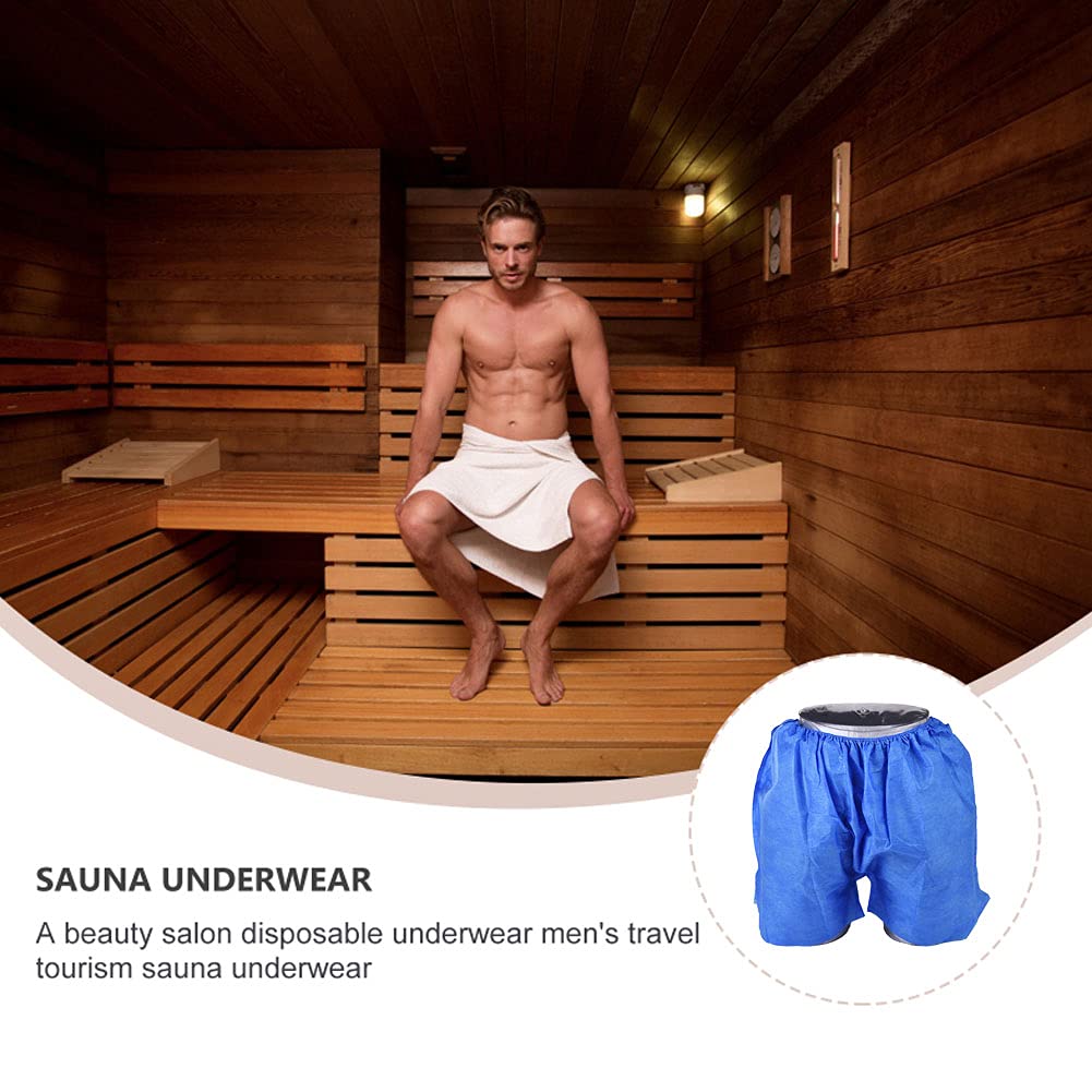 100 Pz Uomini Monouso Pantaloncini Boxer Spa Monouso Slip Non Tessuto Biancheria Intima,Blu
