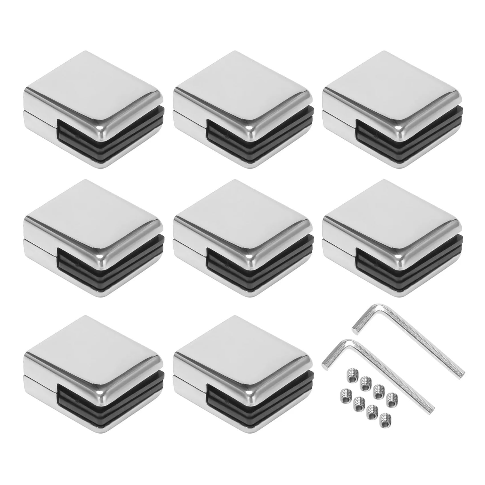 AT44-Glass Clamp 8-10Mm 8PCS Stainless Steel 304 Glass Clamps Adjustable Glass Bracket Flat Back For Balustrade Staircase