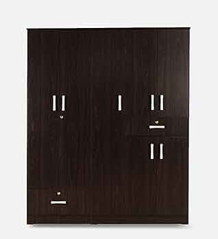 Mintwud Pepperfry Wardrobe with External Drawers|Brand Collection : Ren| Color:Wenge Finish | Doors:5| Bedroom Furniture | Wooden Wardrobe