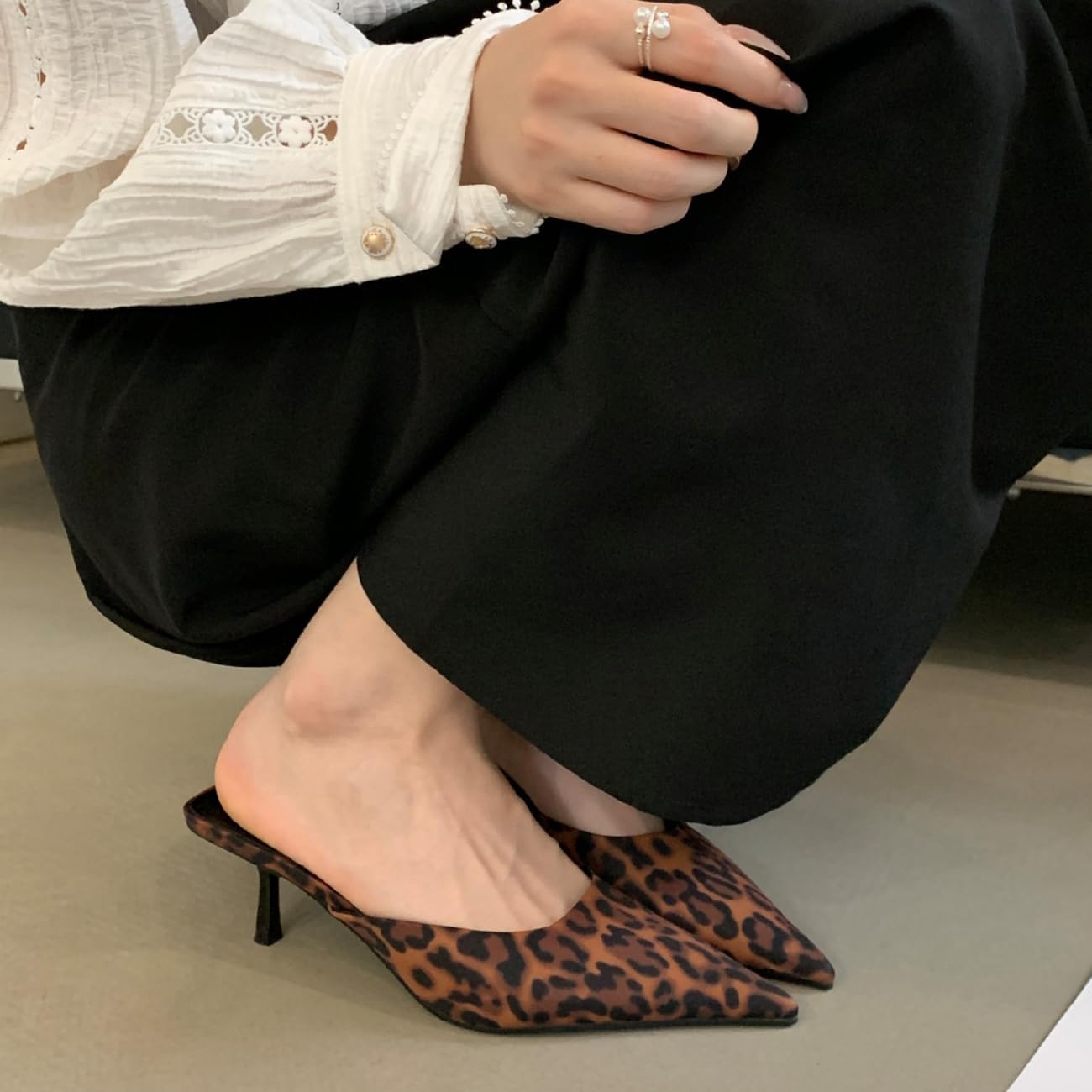 UFEDO Fashion Kitten Heel Mules for Women Slip On Mules Backless Kitten Heel Pointed Toe Wedding Party Dress - Image 5