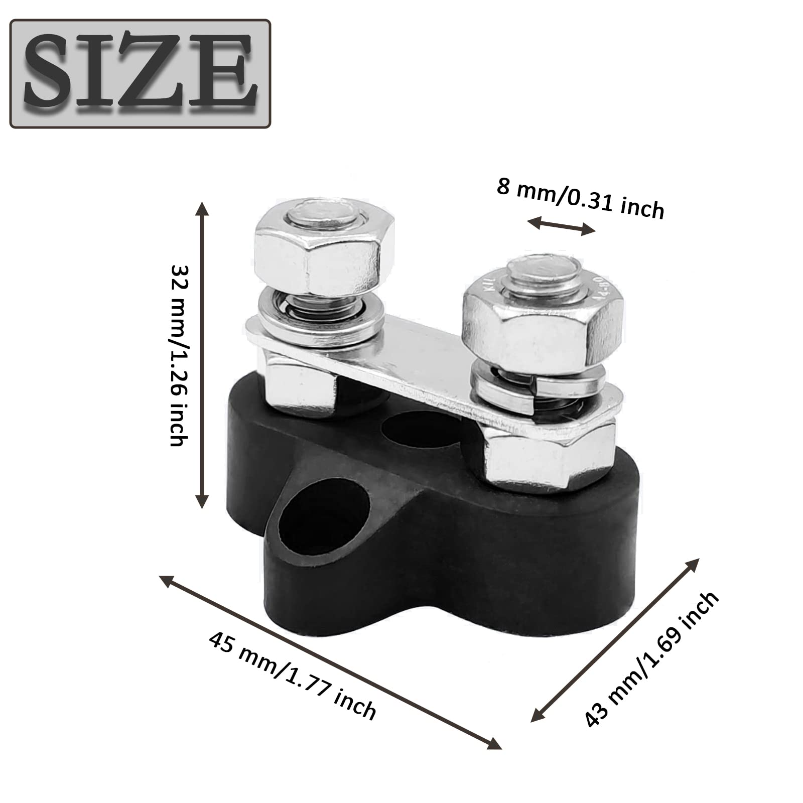 Morsettiera Doppio Perno M8 - 2 Pezzi Per Distribuzione Elettrica Auto E Camion