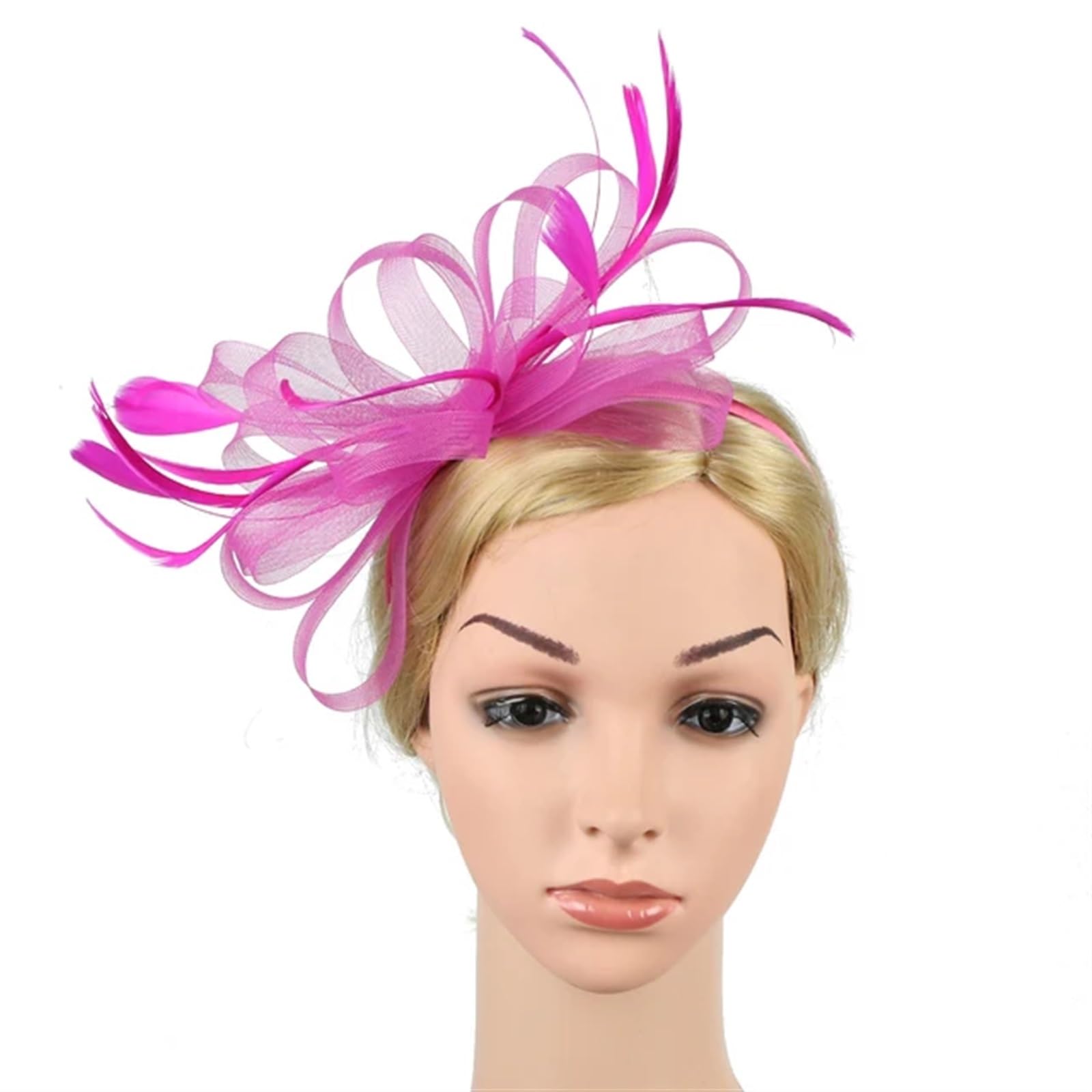 UALXPAO Wedding Hats Women Chic Fascinator Hat Cocktail Wedding Party Church Headpiece Elegant Headwear Feather Hair Accessories Bride Hairpin for Tea Party,Weddings(Color2)