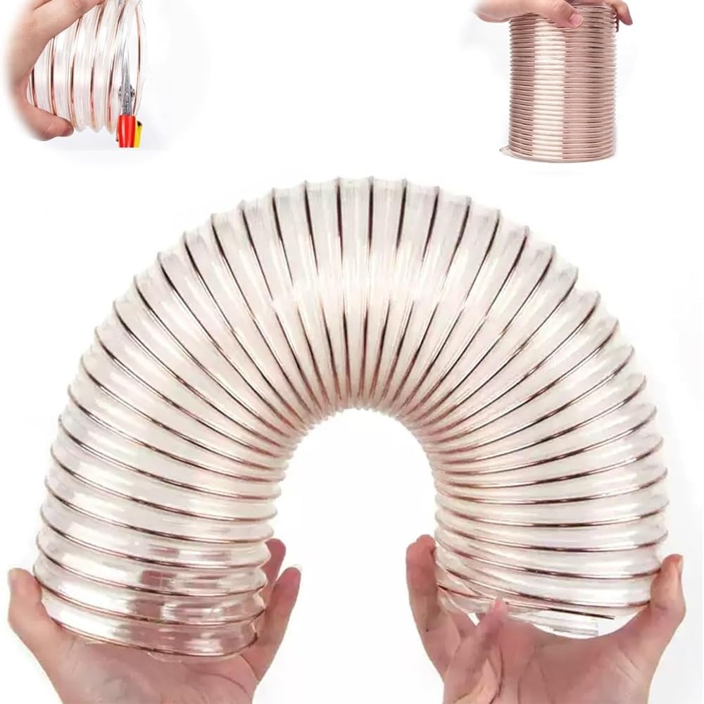 Manguera de recogida de polvo transparente de alta calidad, manguera de vacío en espiral de alambre de acero flexible, conducto de aire retráctil para herramientas eléctricas y uso Worhop