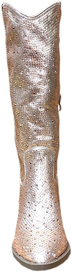 ABSOLEX Women Western Cowgirl Cowboy Pointed Toe Rhinestone Knee High Boots - 第 15/64 張圖片