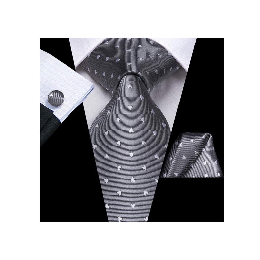 Cravatta, Cravatta da uomo in seta grigia, regalo for matrimonio, set di fazzoletti alla moda