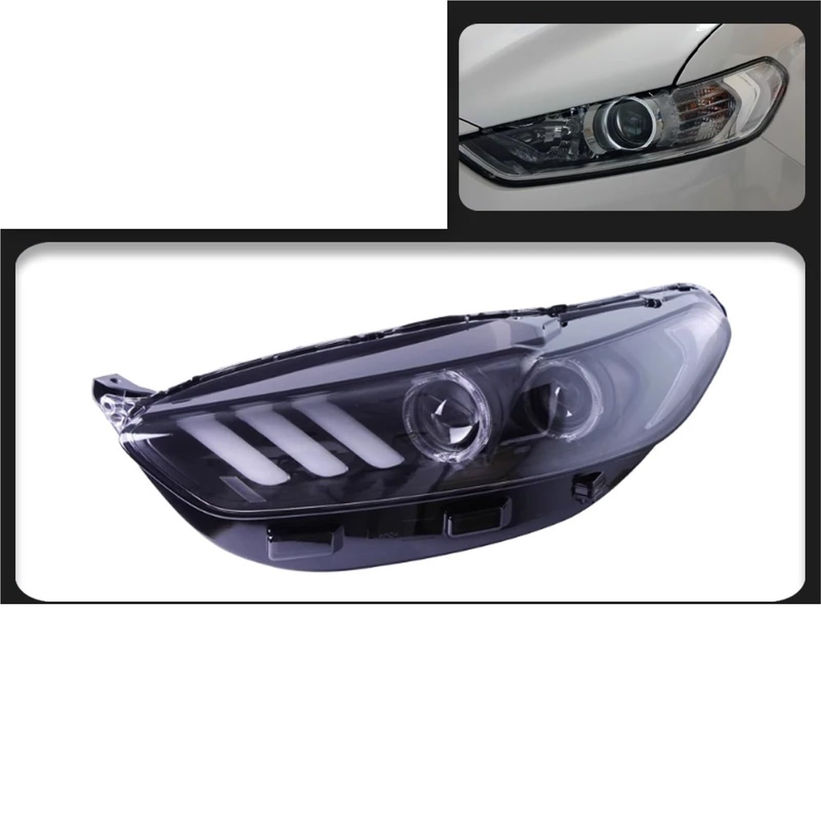Faro Coche Para Ford Fusion Faro 2013-2017 Para Mondeo Modelo Coche DRL Para Mustang Diseño Hid Señal Dinámica Bi Xenón LED Beam Faros Delanteros