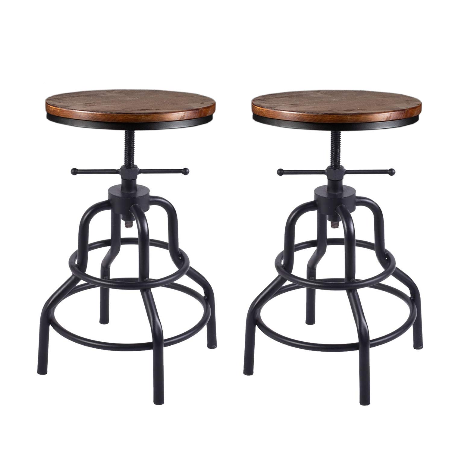 Topower American Antique Industrial Design Metal Adjustable Height Bar Stool Chair Kitchen