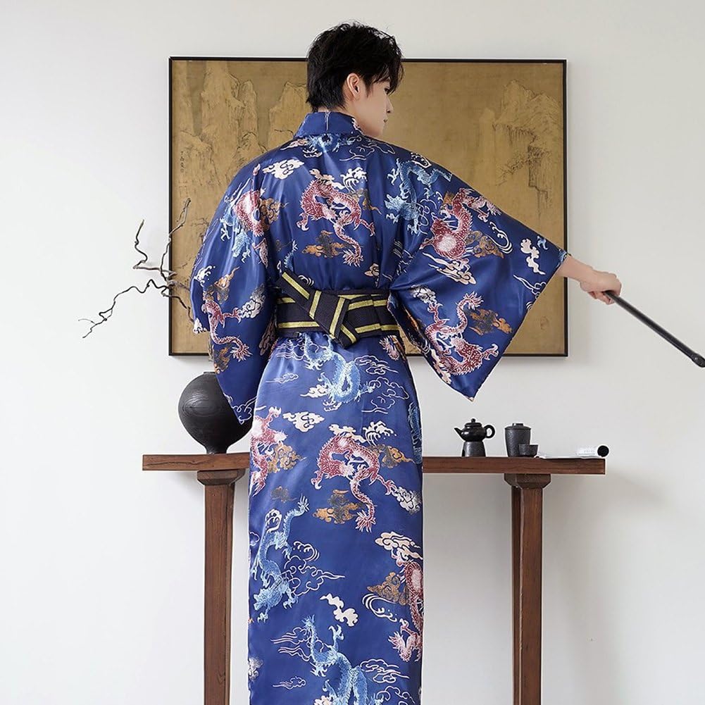 Sanfly Kimono Yukata Unisex, Ropa Tradicional Japonesa Samurái, Holgada, Informal, con Estampado, Larga, para Hombre