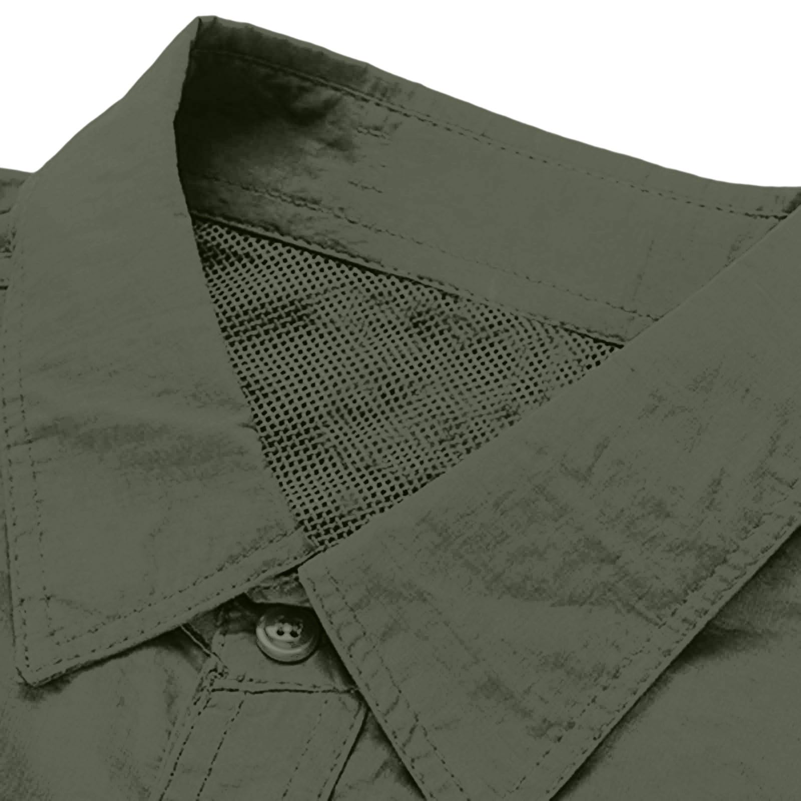 Camisa Hombre de Trabajo Tallas Grandes Cuello Solapa Camisas de Outdoor Senderismo Camping Secado Rápido Casual Camiseta Deporte Manga Larga con Bolsillos Pecho Cómodo Outerwear M-5XL
