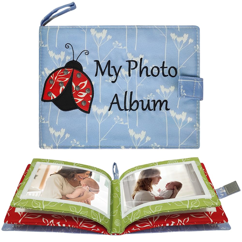Baby Soft Photo Albums My First Family Album Soft Cloth Baby Photo Book My First Family Photo Album -Soft Cloth,Baby Safe,Holds 4x6 Photo Album (Blue)
