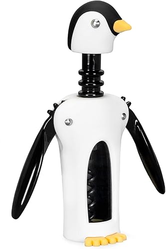 Miniatura 8 de True Zoo Penguin Gifts - Sacacorchos alados con diseño de pingüino suave al tacto, kit removedor de corcho para botella de vino, uso portátil, 8.25