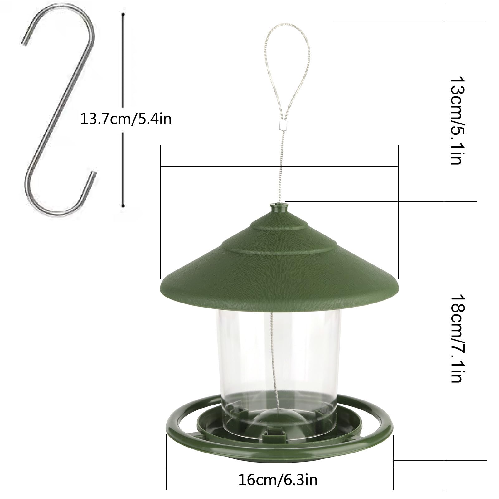 Comedero para Pájaros Salvajes Colgante Comedero Pájaros Exterior Transparente Resistente a Intemperie Comedero de Semillas Gran Capacidad Alimentación de Aves para Jardín y Balcón — view 6