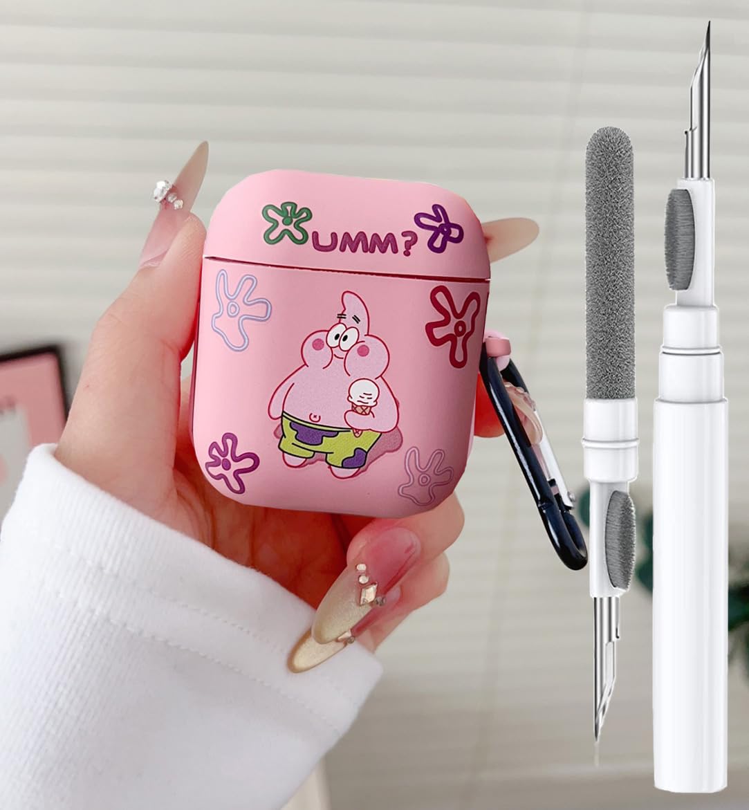 Cute Case for Airpod 2nd 1st Generation Case, Funny 3D Cartoon Kawaii Cool Airpods Cases Cover Skin with Cleaning Kit & Keychain for Apple Air pod Gen 2 & 1 for Boys Girls Kids Teen,Pink PStar
