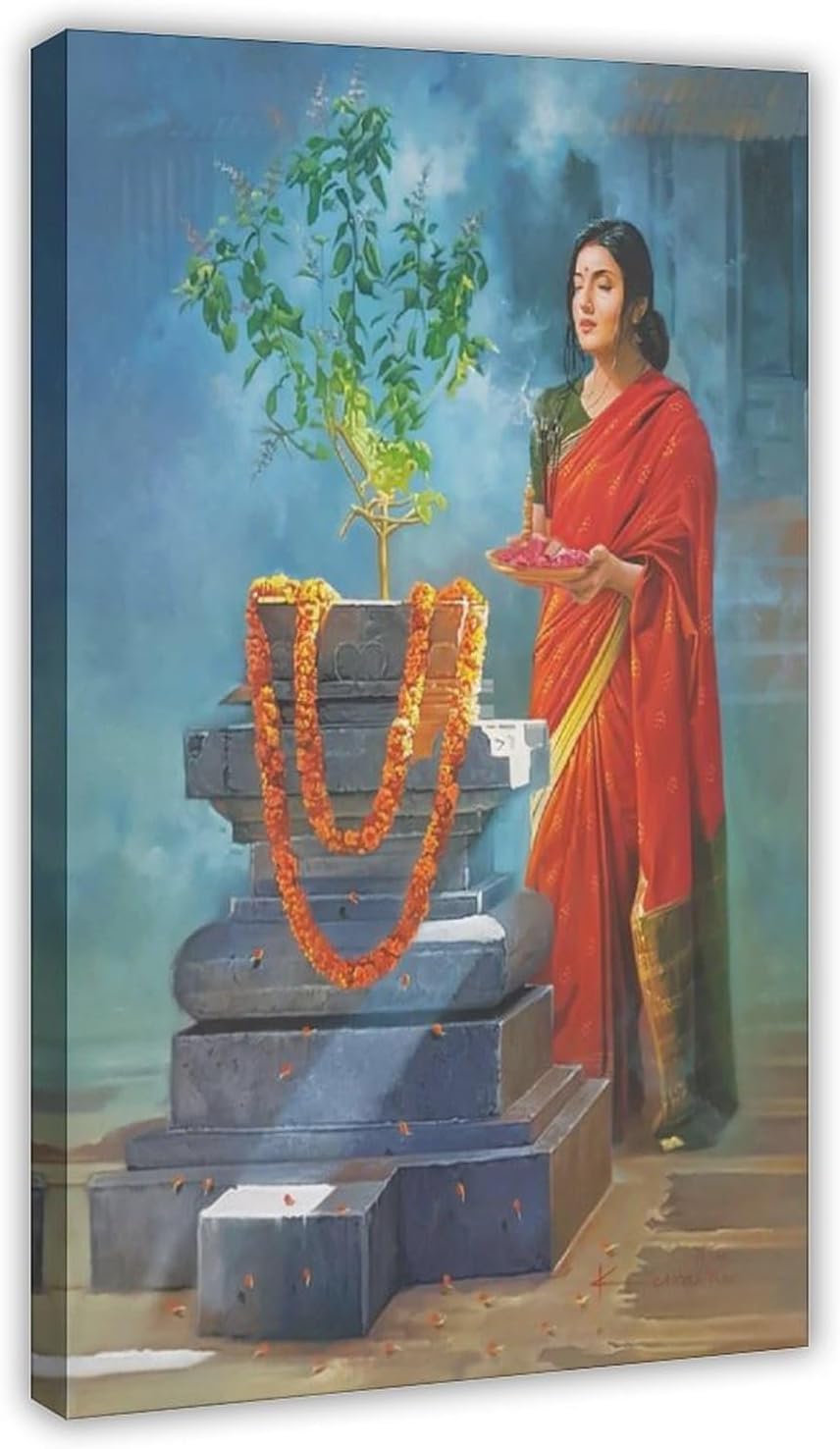 Kamal RAO Tulsi Kyara Oil Realistic Painting Canvas Poster Wall Art Decor Print Picture Paintings for Living Room Bedroom Decoration Frame: Frame:20x30inch(50x75cm)