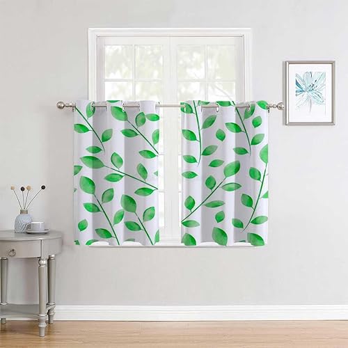 Miniatura 2 de Cortinas para Sala Elegantes Modernas Cortina de plantas frescas de hojas verdes para puerta, cortinas bohemias de 110 pulgadas de ancho por 96