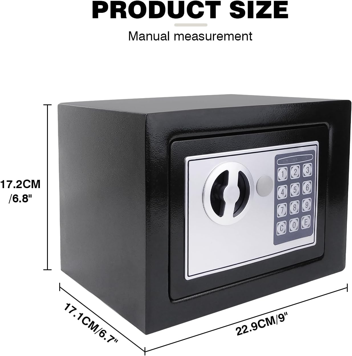 Safebox Steel Digital Box Small Value Safe with Two Keys/Digital Keypad for Home Business Office Hotel/Black/4.6L